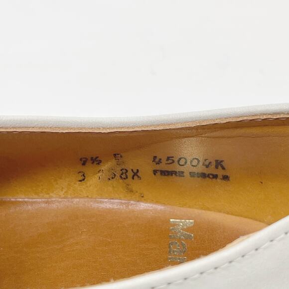 Mark Shale Mens Size 9.5 White Leather Oxford Dress Shoes Lace Up Almond Toe - Picture 9 of 14